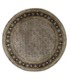 713 - Traditional Indian Wool And Silk Round Rug