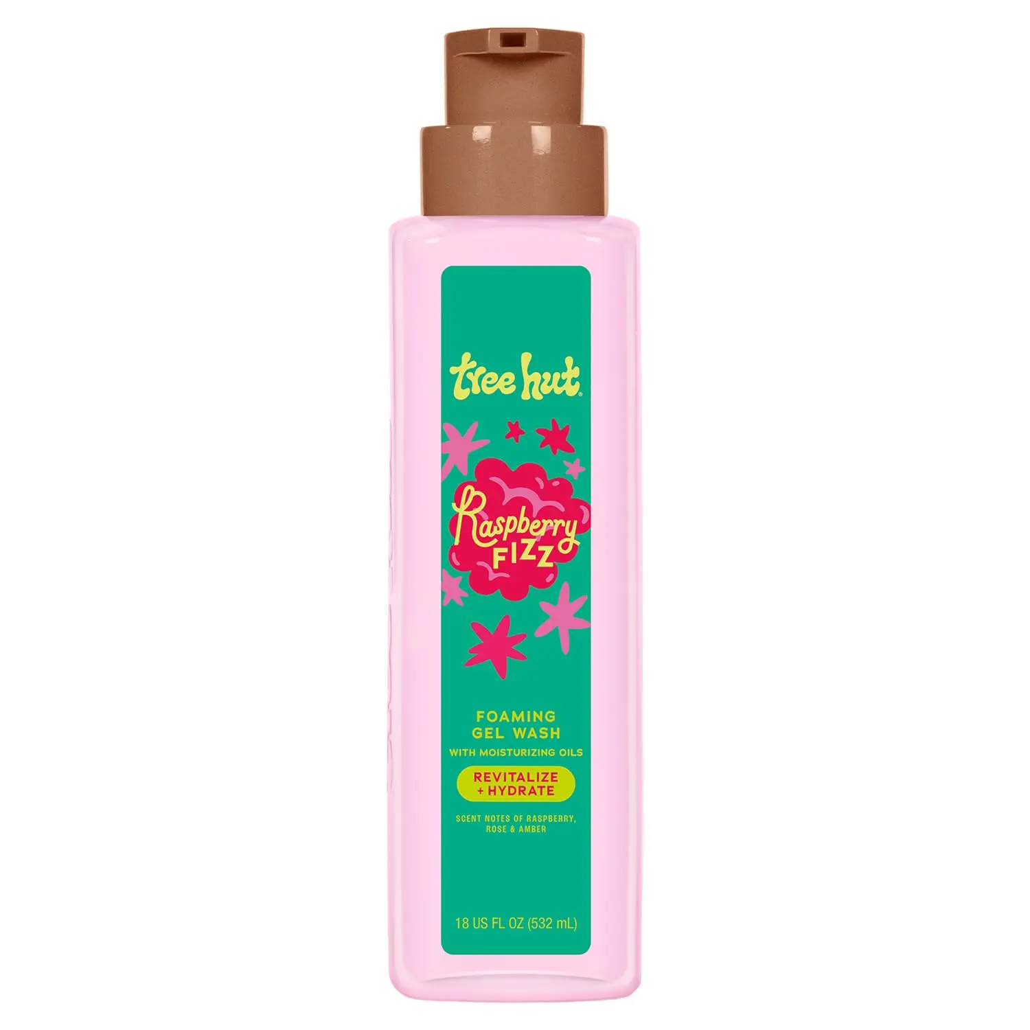Tree Hut Raspberry Fizz Body Wash, Hydrating & Moisturizing Shower Gel with Shea Butter & Essential Oils, Soft Smooth Glowing Skin, Gentle Cleanser, Self Care Gifts for Women, Pump Bottle, 18 Fl Oz