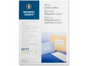 Business Source Mailing Labels Shipping Laser 2"x4" 2500/PK White 26117