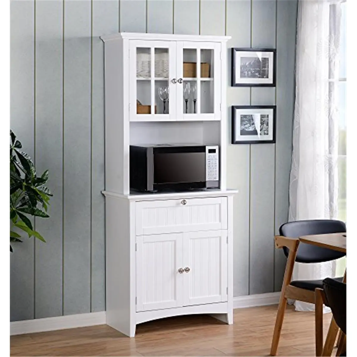212 MAIN Buffet Cabinet - American Classics Commercial Restaurant Furniture with Framed Glass Doors, Drawer, and Open Storage Space