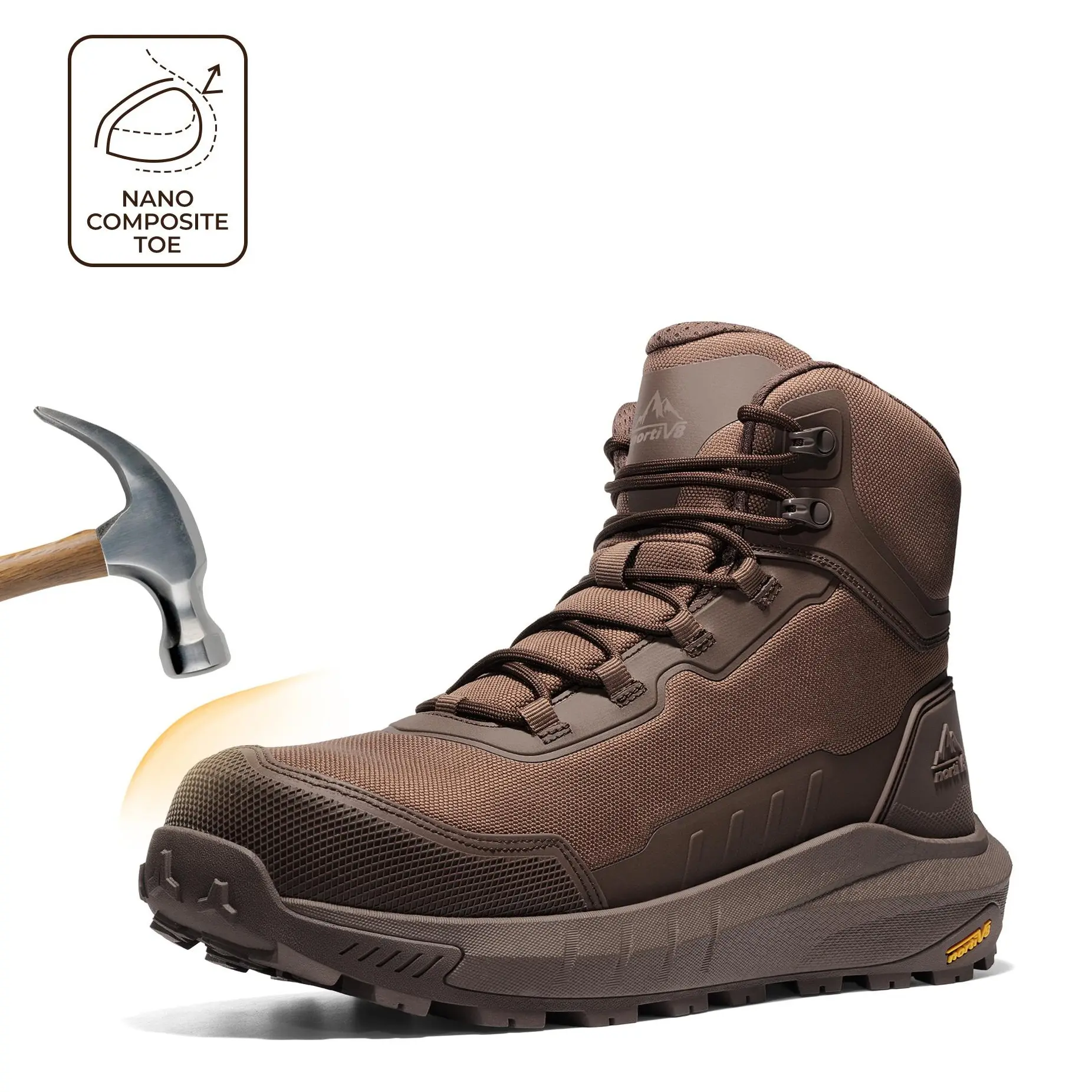 【SummerFinds】NORTIV 8 Nano Composite Toe Boots for Men Work Boots Anti-Fatigue Waterproof Lightweight Non-Slip ASTM F2412-24 for Warehouse Construction DriftShield-nano tiktokshopspringglowup