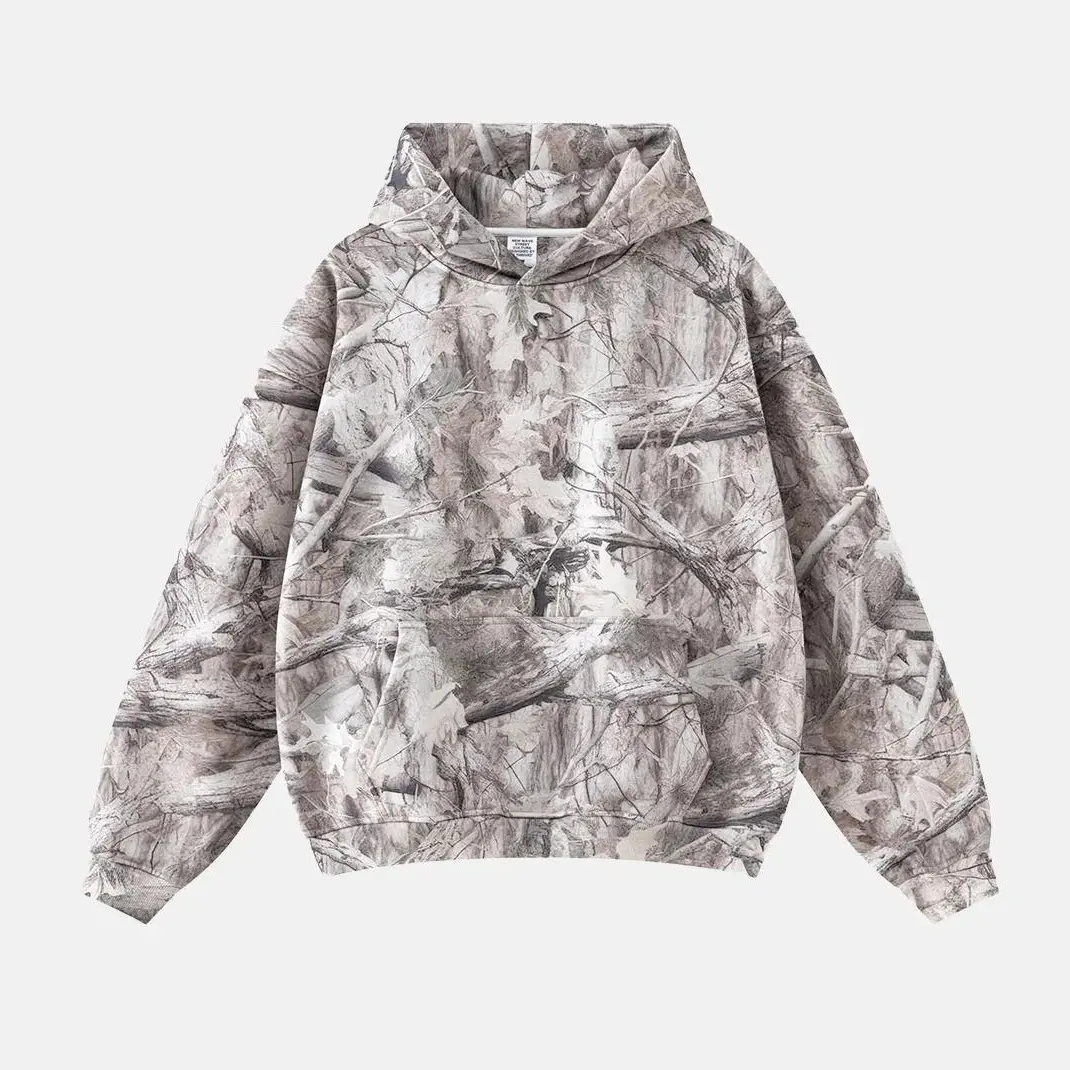Inflation Men's Oversized Loose Retro Camouflage Print Fleece Pullover Hoodie Sweatshirt - 2026 Autumn Winter Menswear Streetwear, Unisex Longsleeve Casual Top, New Arrival