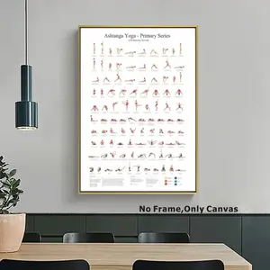 1 piece, Ashtanga Beginner series yoga poster, canvas print, Artwork, art wall decoration, girl fitness gift, gym decoration and yoga room, room decoration, suitable for home, living room, bedroom and office decoration, frameless