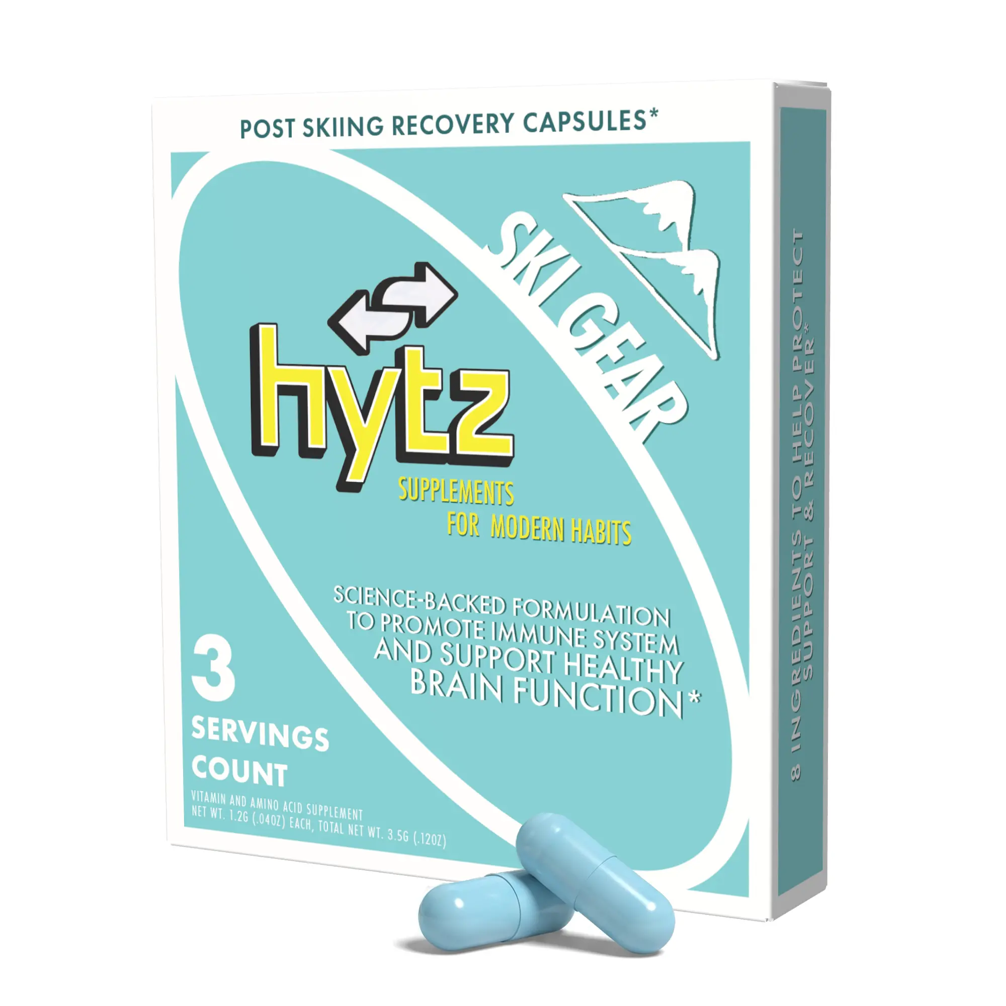 Ski Gear Post-Stimulant Recovery Supplement with 5-HTP, Acetyl-L-Carnitine & CoQ10, Antioxidant Support Capsules for Adults