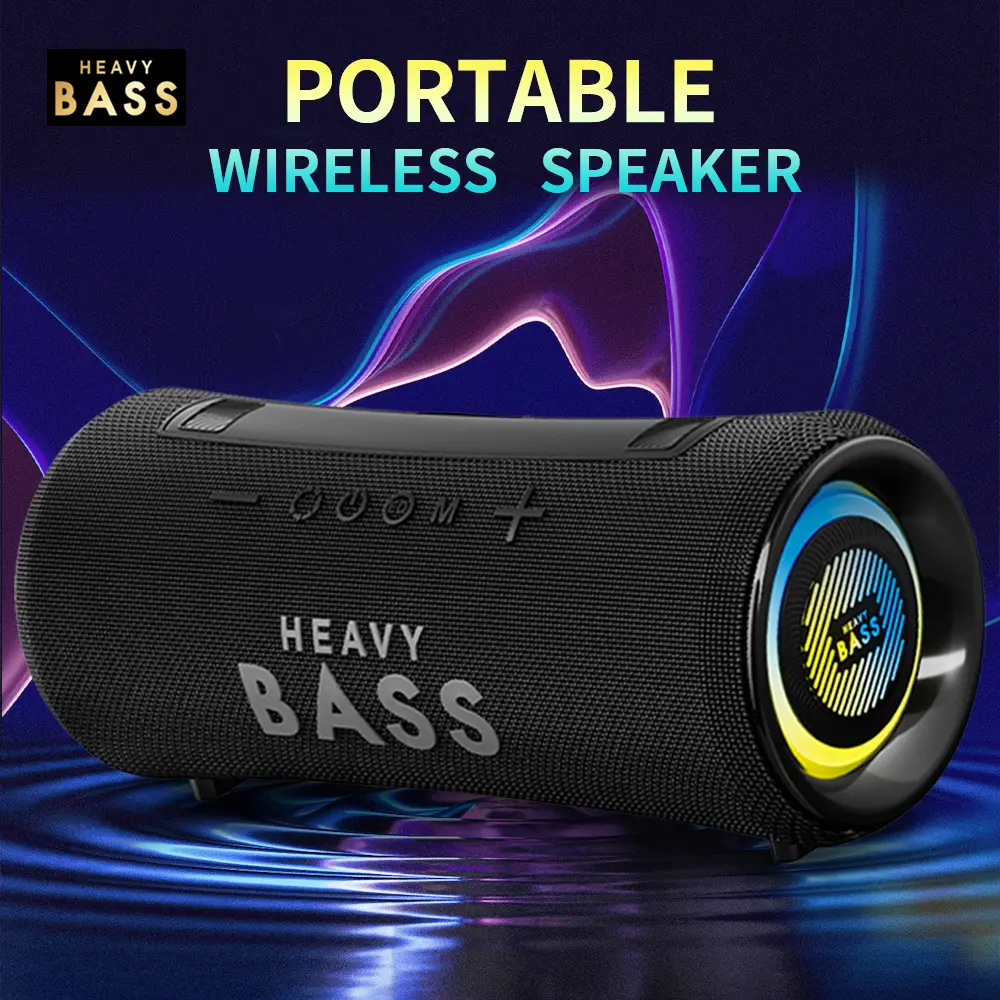 Portable Bluetooth Outdoor Speaker - 31.8cm Heavy Bass Soundbox with Dynamic RGB Light, Stable Bottom Grip, Portable Gadgets for Outdoor Camping, Backyard Picnic Parties