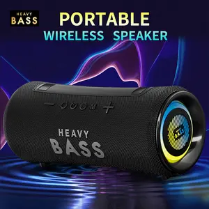 Portable Wireless Speaker for Outdoor Camping, 31.8cm External Heavy Bass Soundbox with Dynamic RGB Light, Stable Bottom Grip Travel Audio Player for Backyard Picnic Parties