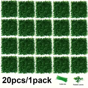 New 10/20pcs/Set, Artificial Double Color Panel Faux Ivy Fence Privacy Topiary Hedge Plant Fence Grass Wall Panels Backdrop For Balcony Patio Outdoor Indoo
