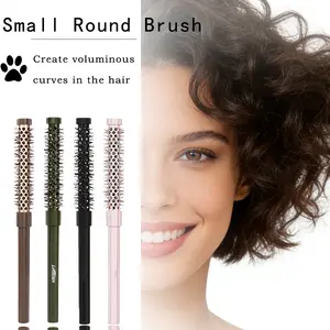 Small Round Hair Dryer Brush, Curl Defining Brush, Barrel Design, Soft Bristles for Voluminous Styling, Unisex, Suitable for Short Hair, Bangs, Root Lifting, Curls & Straight Hair—#Black/#Pink Round Brush, New Year Gift, Styling Twist Brush