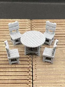 Drunken Imp Inn - Table and chairs, 3D printed terrain, for roleplaying games, miniatures, wargaming, 28mm to 32mm scale