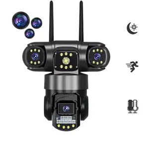3 Lens PTZ IP Camera, 2.4G WiFi Security Survalance Camera, IP CCTV Camera, Wireless Outdoor Camera, 360° 24/7 Loop Recording Outdoor/Indoor Security Auto Tracking IR Night Vision Two-Way Audio Farms/Factories/Garages Surveillance