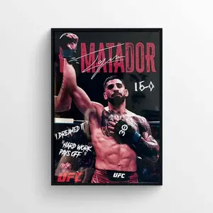 [SALE UP TO 45%] Autograph Ilia Topuria Iconic Moment UFC MMA Fighter Poster Wall Art, Men Gift