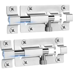 2 Pack Slide Lock, 3 Inch Barrel Bolt Latch, Door Latch Lock with 12 Screws, Stainless Steel Slide Locks for Inside Door