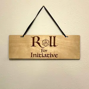 RPG Wall Art - D20 Roll Initiative Sign - Dungeons and Dragons - Geek Art - Tabletop - Pen and Paper