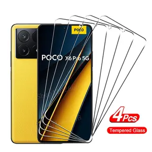 Lux-Screen - 4PCS Tempered Glass For POCO X6 X7 X5 X4 X3 F7 F6 F5 GT Pro Screen Protectors For POCO M6 M5 M3 Pro 5G C65 C40 Protective Glass