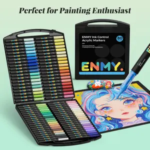 【ENMY】80-color set Acrylic Paint Markers Pen Soft Head Direct Liquid Graffiti Painting QuickDry Pigments Art Supplies for Felt