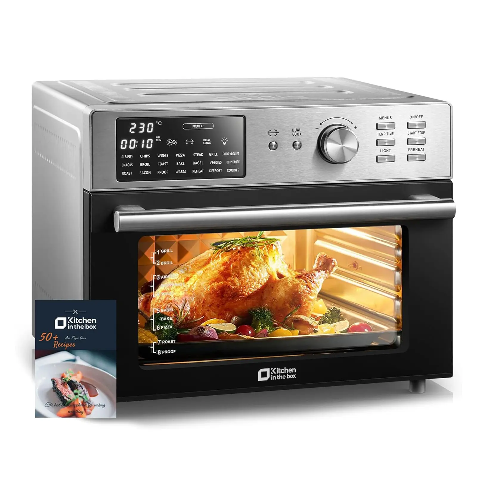 32QT Extra Large Air Fryer Toaster Oven Combo, 21-in-1 Countertop Convection Toaster Oven with Air Fry, Bake, Toast, Roast, 6 Accessories, 1800W Dual Cook Preset