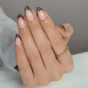 Spot Slink Press On Nails | CurvLife Nail | 24pcs Medium Almond Fake Nails | Glossy Finish with Shimmering Leopard Patterns | Easy to Apply, Comfortable & Long-Lasting | Great for Daily Outfits, Shopping Trips, Dinners & Fashion Events