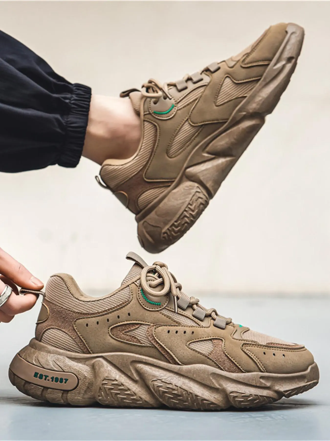 Men's Fashion Outdoor Height Increasing Casual Sports Athletic Shoes, Outdoor Sneakers, Breathable Durable Shoes, Comfortable Inner Sole, Anti-Slip Shock Absorption, Wide Toe Design, All Seasons