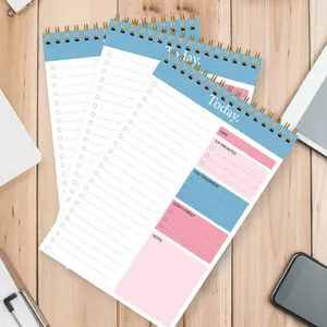 Three-Pack Daily Planner Notebook, Vertical To-Do List Memo Pad, Dual Wirebound Journal, Office Study Schedule Management, 21.7x14cm