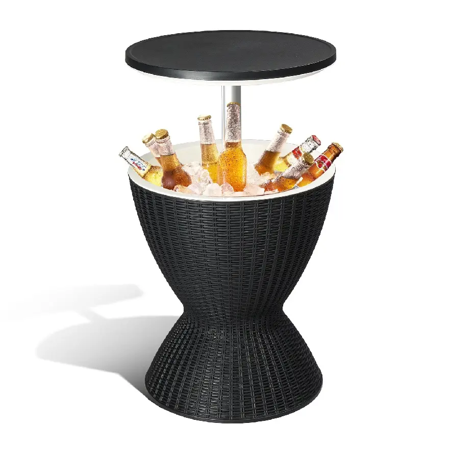 Outdoor Cooler Table Height Adjustable Cool Bar with 8 Gallon Ice Cooler, All-Weather Patio Bar Table for Pool Parties, Backyard Gatherings, Deck Entertaining, BBQ Events, Beer & Beverage Lovers
