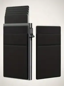 Aluminum Alloy Card Holder, Rfid Card Slots, Automatic Pop-Up Business Card Case, Anti-Theft RFID Blocking Metal Credit Card Wallet, Ultra-Thin Design
