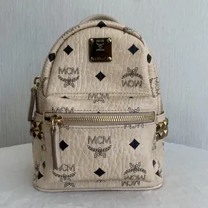 Pre-owned MCM Stark Studded Series Beige Visetos coated canvas Mini Backpack