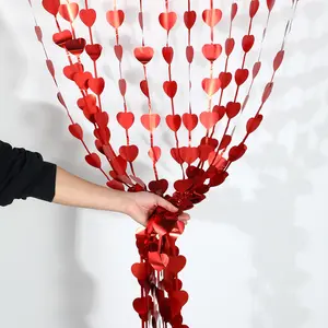 Valentine's Day Love Heart Shaped String Curtain, 1x2m Wedding Party Background Decor, Romantic Home Decoration, Perfect Gift Idea, Wedding Party Backdrop, Party Decoration Supplies