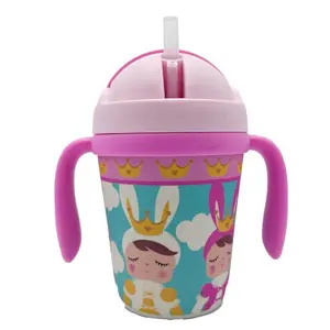 Primo Passi Bamboo Fiber Kids Cup With Handle & Straw, Metoo | Bottle Drinkware