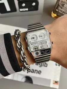 Men's Vintage Square Quartz Watch, Multifunctional Temperature Timer, Fashion Outdoor Travel Wristwatch, Perfect Holiday Gift