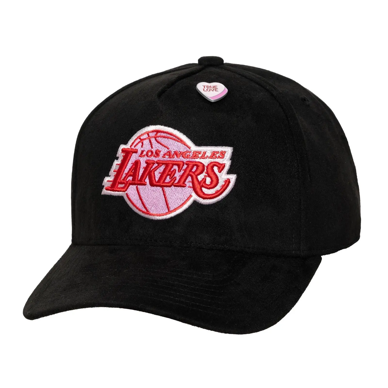 Los Angeles Lakers Black All Heart Pro Pinch Snapback Hat NBA Throwback Cap Adjustable Fan Gear Mitchell & Ness