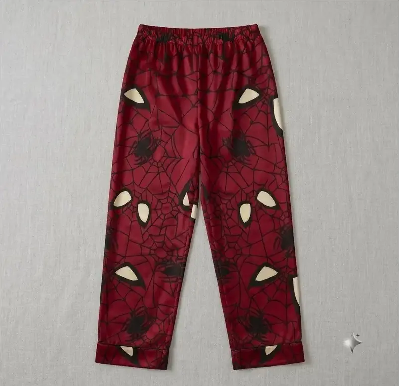 Red Spider Pajama Pants Lounge Bottoms Soft Sleep Pants, Unisex Matching Long Sleepwear, Cute Dragon Design Lounge Bottoms for Relaxing Nights, Unisex Pajama Gift For Her, Gift For Him, Matching loungwwear