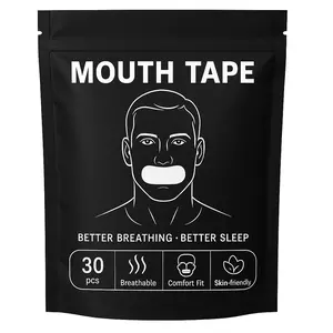 30pcs Mouth Tape for Sleeping,  Hypoallergenic Adhesive Gentle Ultra Breathable Stop Snoring Sleep Tape Sports Accessory Black