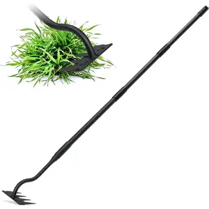 Weed Puller Tool, Garden Weeding Rake Tools with Detachable Long Handle, 56 inch Weed Remover Gardening Hand Tool for Lawn, Yard, atio and Backyard (4 Tines)