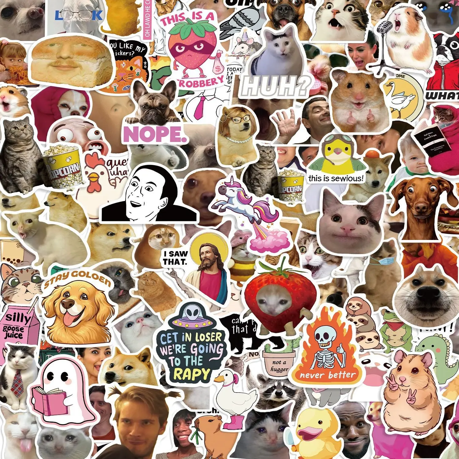 300 Cartoon Meme Stickers, Sticker Set, Waterproof No-Residue Decals, Decorate Luggage & Guitar, Fun Graffiti Art, Easy Application