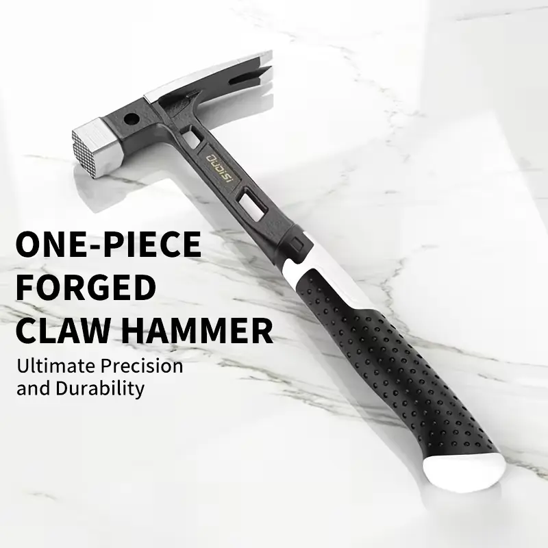 OUDISI 1-Piece Forged Claw Hammer, 26.45 oz Heavy-Duty Steel Hammer with Magnetic Nail Holder & Non-Slip Grip, for Carpentry, Home Repair, Construction