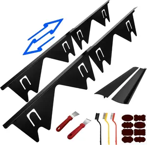 Stainless Steel Stove Gap Covers, Stove Gap Filler, Range Trim Kit, Stove Gap Guards, Heat Resistant And Easy To Clean  Stretchable Length 13.8" to 27.5",Width 0.79",Black(2PCS)