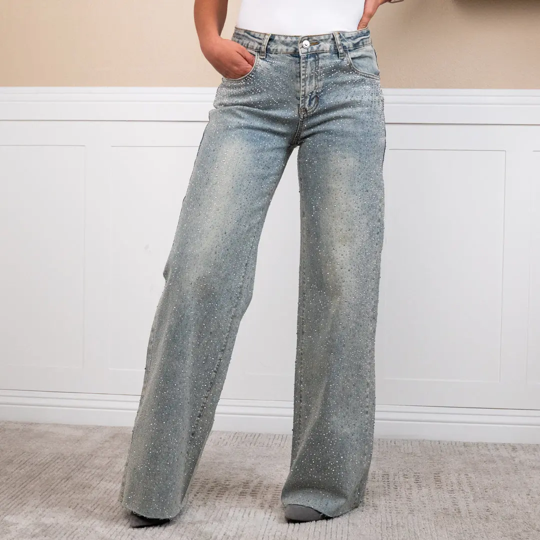 Angelique Mid Rise Rhinestone Jeans Angelique Mid Rise Rhinestone Jeans