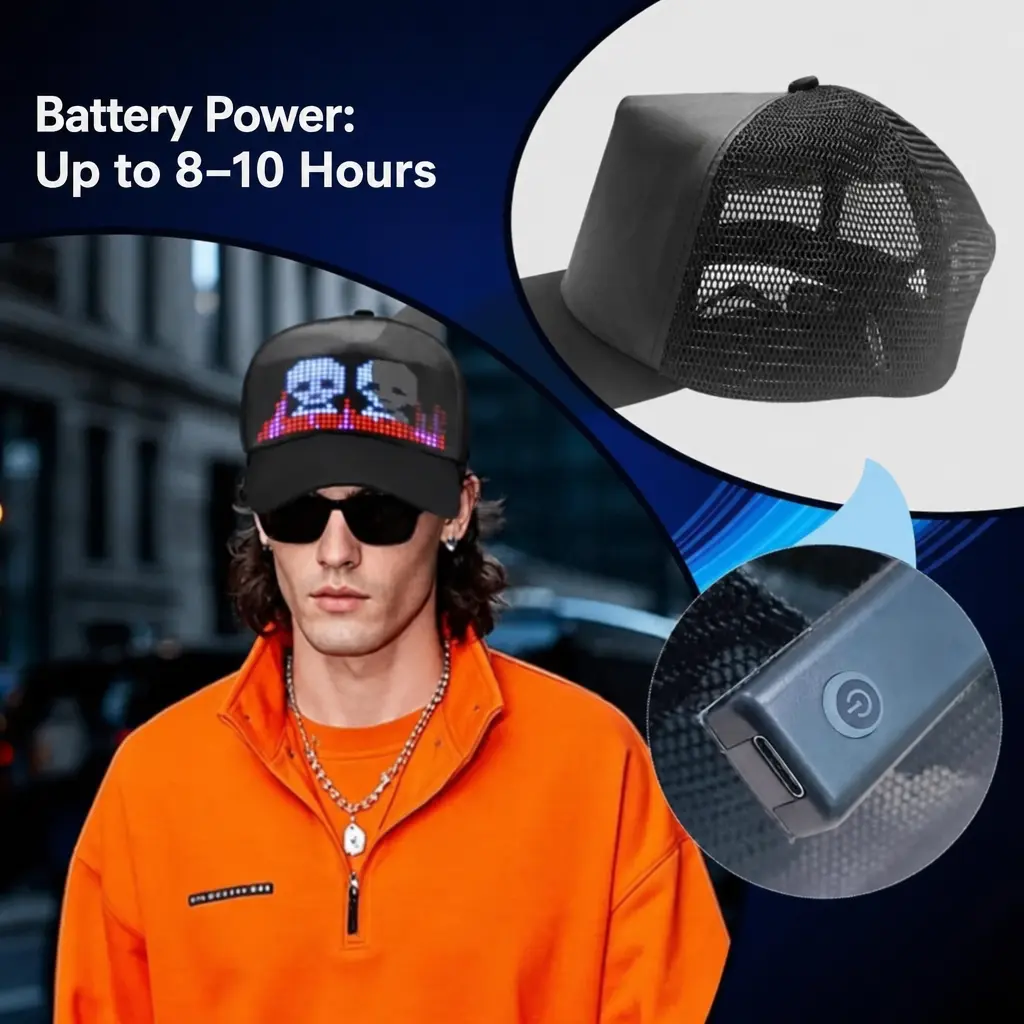 Draw & Display LED Snapback - App Controlled Light Up Hat for Raves, Concerts & House Parties