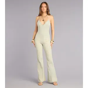 Caught The Vibe Denim Open Back Jumpsuit