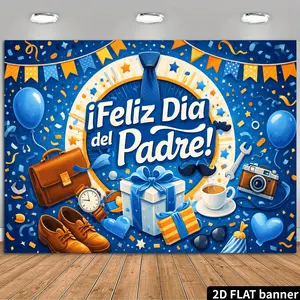 2D Flat Banner Polyester Photography Backdrop, HD Digitally Printed Soft Lightweight Fabric Background Cloth with Blue Father's Day Theme Design for Dad's Birthday Celebration, Father's Day Party Decor, Photo Booth Background, Por