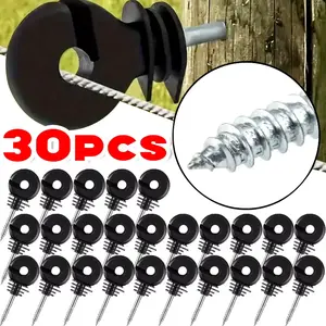 Black Electric Fencing Trellis Insulator Fence Screw-In Insulator Ring for Agricultural Garden Animal Fence Husbandry Supplies