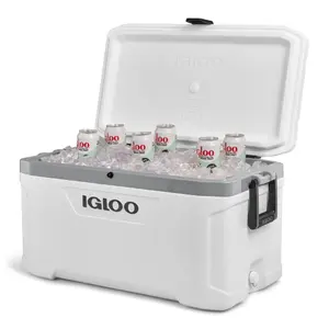 Igloo 70 Qt Latitude Marine Ultra Cooler White & Moonscape – Large Capacity Wheeled Ice Chest for Camping