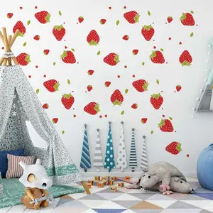 Strawberry Decorative Stickers Set, Waterproof PVC Material, Perfect Wall Decoration Gift for Bedroom Living Room Bathroom