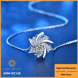 [ASM-NC126] Windmill necklace female S925 sterling silver pendant fashion luxury new design moissanite necklace