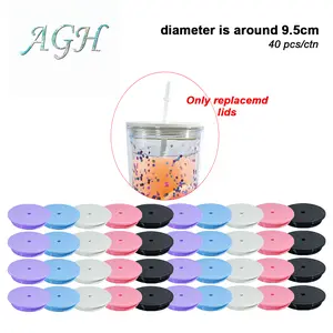 AGH US Replacement Lids 40pcs for 12oz 16oz 24oz Plastic Snow Globe Coffee Mug Glitter Tumbler Colors Mixed Drinkware