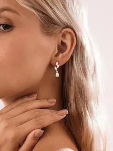 Silver Color High Carbon Imitation Diamond Earrings, Face Shape Enhancing Design, Elegant Jewelry for Women, Perfect Gift Idea