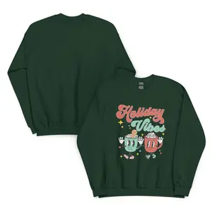 Holiday Vibes Sweatshirt for Women – Cozy Christmas Crewneck, Festive Holiday Outfit, Perfect for Winter, Ready to Ship, Christmas Gift Idea