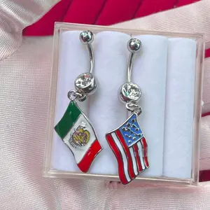 Flag Belly Ring- MEX USA (8mm-16mm Customizable)