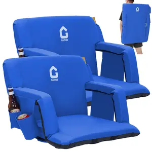 Garvee Extra Wide Stadium Seat with Back Support and 6-Position Reclining Feature, Padded Cushion, Anti-Slip Mat, Cup Holders, and Large Pockets for Comfortable Seating at Football, Baseball, Concerts, and Outdoor Events