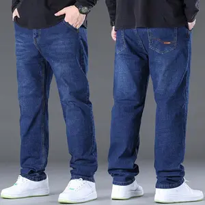Zhengyu'Shop 2025 New Spring Plus Size Jeans For Men Loose Fat Fat Mid-waist Stretch Trousers Casual Denim Pants Big